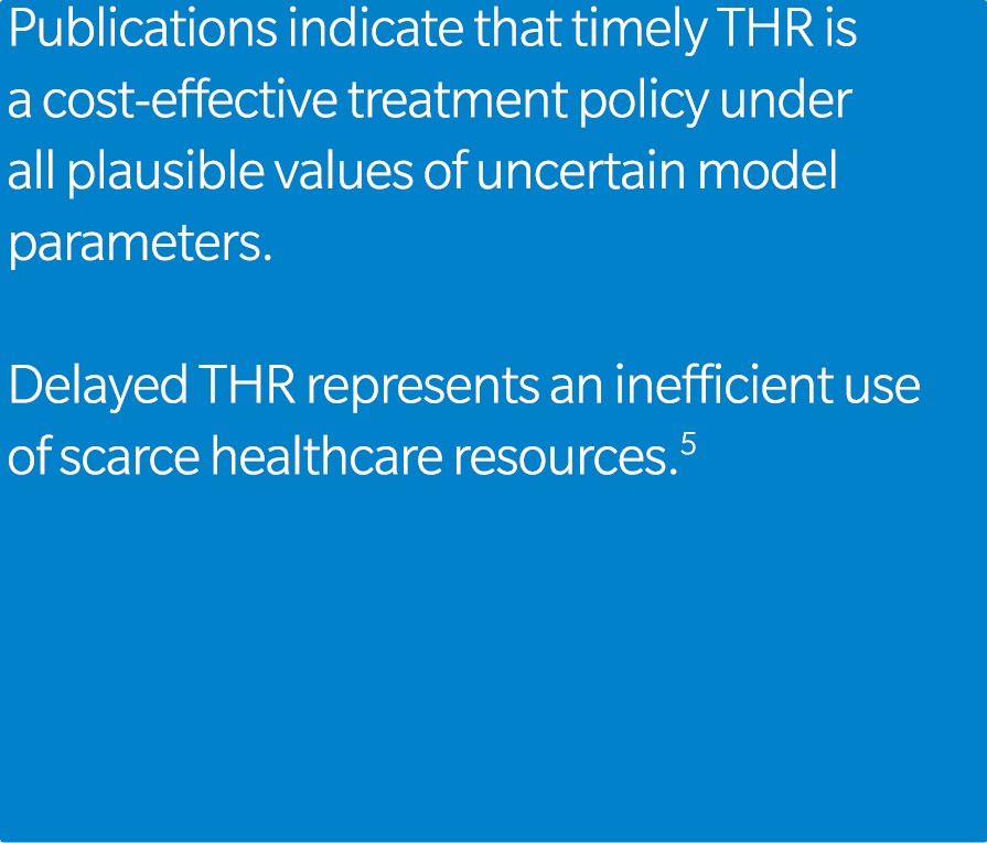 Publications indicate that timely THR is a cost effective treatment policy under all plausible values of uncertain mo...