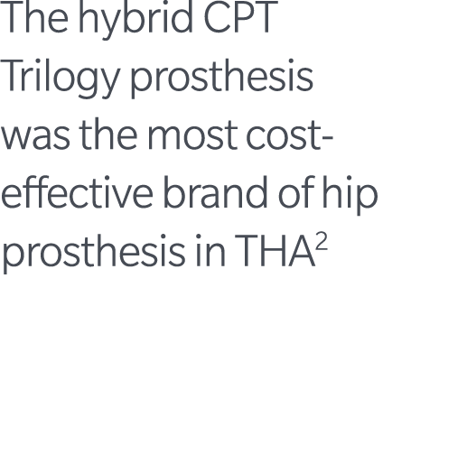 The hybrid CPT Trilogy prosthesis was the most cost effective brand of hip prosthesis in THA2 