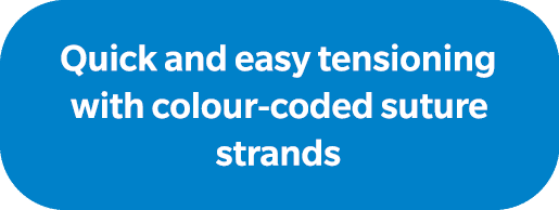 Quick and easy tensioning with colour coded suture strands