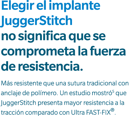 Elegir el implante JuggerStitch no significa que se comprometa la fuerza de resistencia. M s resistente que una sutur...