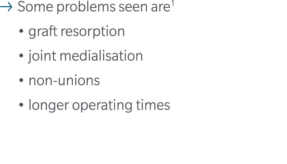 ￼ Some problems seen are1 graft resorption joint medialisation non unions longer operating times